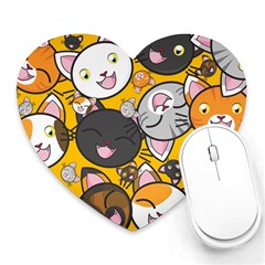 Cats-cute-kitty-kitties-kitten Heart Mousepad by Ket1n9