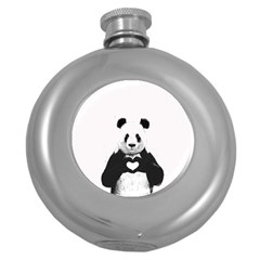 Panda Love Heart Round Hip Flask (5 Oz) by Ket1n9