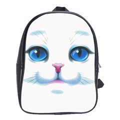 Cute White Cat Blue Eyes Face School Bag (xl) by Ket1n9