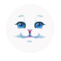 Cute White Cat Blue Eyes Face Mini Round Pill Box (pack Of 3) by Ket1n9