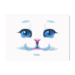 Cute White Cat Blue Eyes Face Crystal Sticker (a4) by Ket1n9