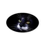 Face Black Cat Sticker Oval (10 pack) Front