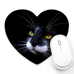 Face Black Cat Heart Mousepad by Ket1n9