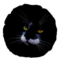 Face Black Cat Large 18  Premium Round Cushions by Ket1n9