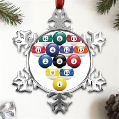 Racked Billiard Pool Balls Metal Small Snowflake Ornament by Ket1n9