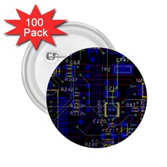 Technology Circuit Board Layout 2 25  Buttons (100 Pack)  by Ket1n9