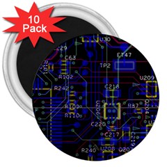 Technology Circuit Board Layout 3  Magnets (10 Pack)  by Ket1n9