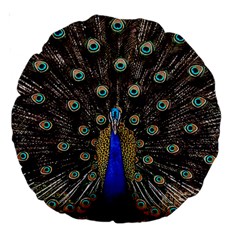 Peacock Large 18  Premium Round Cushions by Ket1n9