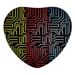 Circuit Board Seamless Patterns Set Heart Glass Fridge Magnet (4 Pack) by Ket1n9