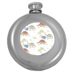 Dinosaur Art Pattern Round Hip Flask (5 oz) Front