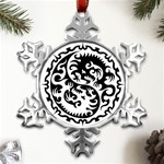 Ying Yang Tattoo Metal Small Snowflake Ornament Front