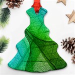 Sunlight Filtering Through Transparent Leaves Green Blue Christmas Tree Ornament (Two Sides) Front