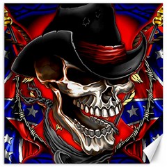 Confederate Flag Usa America United States Csa Civil War Rebel Dixie Military Poster Skull Canvas 16  X 16  by Ket1n9