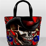 Confederate Flag Usa America United States Csa Civil War Rebel Dixie Military Poster Skull Bucket Bag Front