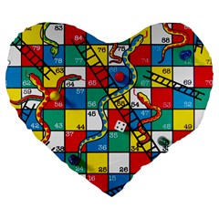 Snakes And Ladders Large 19  Premium Flano Heart Shape Cushions by Ket1n9