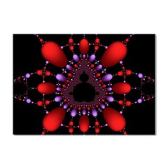 Fractal Red Violet Symmetric Spheres On Black Crystal Sticker (a4) by Ket1n9