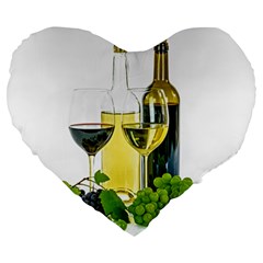 White-wine-red-wine-the-bottle Large 19  Premium Flano Heart Shape Cushions by Ket1n9