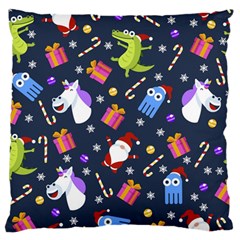 Colorful Funny Christmas Pattern Large Premium Plush Fleece Cushion Case (two Sides) by Ket1n9