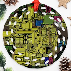 Technology Circuit Board Ornament (round Filigree) by Ket1n9