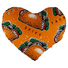 Seamless-pattern-with-taco Large 19  Premium Flano Heart Shape Cushions by Ket1n9