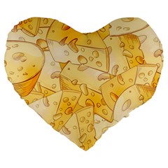 Cheese-slices-seamless-pattern-cartoon-style Large 19  Premium Flano Heart Shape Cushions by Ket1n9