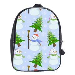 New Year Christmas Snowman Pattern, School Bag (xl) by Grandong