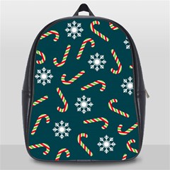 Christmas-seamless-pattern-with-candies-snowflakes School Bag (large) by Grandong