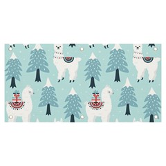 Christmas-tree-cute-lama-with-gift-boxes-seamless-pattern Banner And Sign 6  X 3  by Grandong