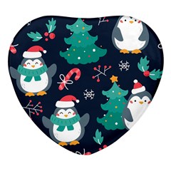 Colorful-funny-christmas-pattern      - Heart Glass Fridge Magnet (4 Pack) by Grandong