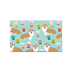 Welsh Corgi Boba Tea Bubble Cute Kawaii Dog Breed Sticker Rectangular (100 Pack) by Grandong