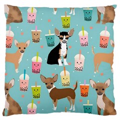 Chihuahua Bubble Kawaii Boba Tea Cute Dog Large Premium Plush Fleece Cushion Case (two Sides) by Grandong