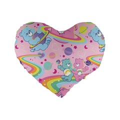 Bears Kawaii Pattern Standard 16  Premium Flano Heart Shape Cushions by Grandong