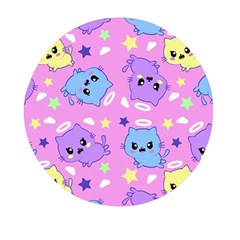 Seamless Pattern With Cute Kawaii Kittens Mini Round Pill Box by Grandong