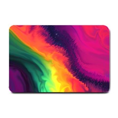 Rainbow Colorful Abstract Galaxy Small Doormat by Ravend