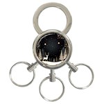 Christmas Winter Xmas Scene Nature Forest Tree Moon 3-Ring Key Chain Front