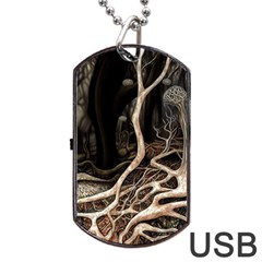 Tree Nature Landscape Forest Dog Tag Usb Flash (one Side) by Vaneshop