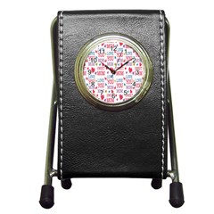 Love Mom Happy Mothers Day I Love Mom Graphic Pen Holder Desk Clock by Vaneshop