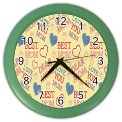 Love Mom Happy Mothers Day I Love Mom Graphic Pattern Color Wall Clock by Vaneshop