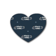 Space Dino Art Pattern Design Wallpaper Background Rubber Heart Coaster (4 Pack) by Vaneshop