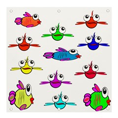 Fish Swim Cartoon Funnycute Banner And Sign 4  X 4  by Sapixe