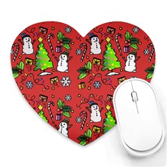 Santa Snowman Gift Holiday Heart Mousepad by Pakjumat