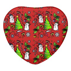 Santa Snowman Gift Holiday Heart Glass Fridge Magnet (4 Pack) by Pakjumat