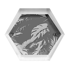 Tropical Green Leaves Background Hexagon Wood Jewelry Box by Amaryn4rt