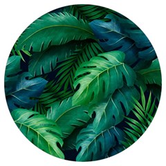 Tropical Green Leaves Background Round Trivet by Amaryn4rt