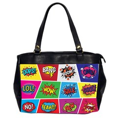 Pop Art Comic Vector Speech Cartoon Bubbles Popart Style With Humor Text Boom Bang Bubbling Expressi Oversize Office Handbag (2 Sides) by Amaryn4rt