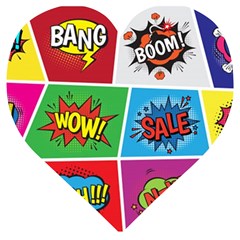 Pop Art Comic Vector Speech Cartoon Bubbles Popart Style With Humor Text Boom Bang Bubbling Expressi Wooden Puzzle Heart by Amaryn4rt