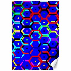 Blue Bee Hive Pattern Canvas 12  X 18  by Amaryn4rt