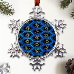 Blue Bee Hive Pattern Metal Large Snowflake Ornament by Amaryn4rt