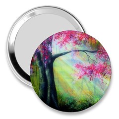 Forests Stunning Glimmer Paintings Sunlight Blooms Plants Love Seasons Traditional Art Flowers Sunsh 3  Handbag Mirrors by Amaryn4rt