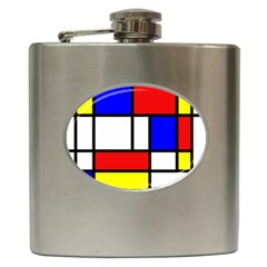 Mondrian-red-blue-yellow Hip Flask (6 Oz) by Amaryn4rt